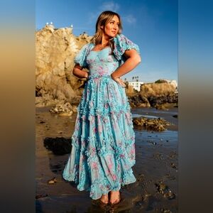 Ivy City Co Layla Blue and Pink Floral Dress